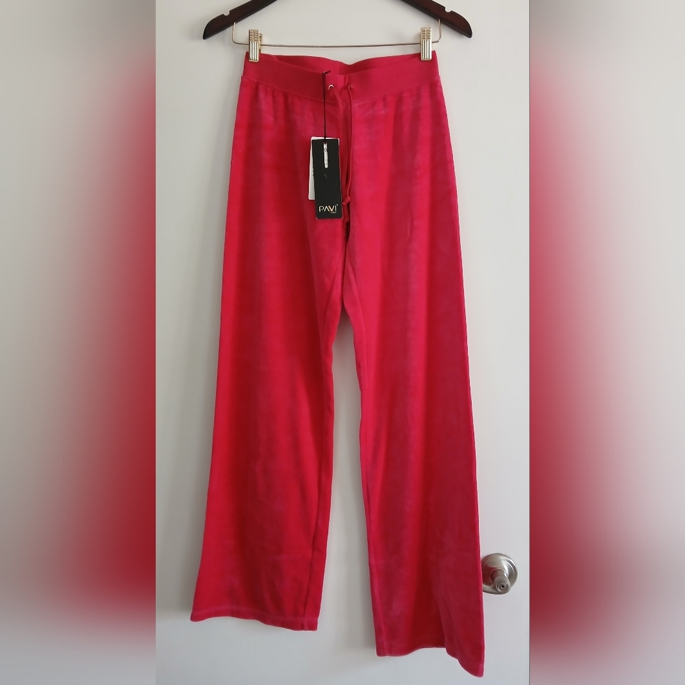 NWT Pavi track pants in red. Designed in Italy. Size XS